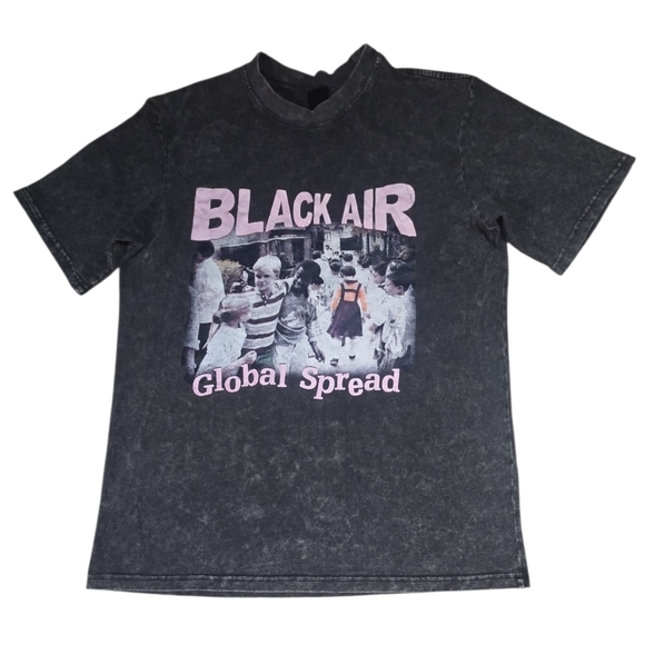 ARTIEMASTER Ye Black Air Global‎ Spread Rap Tee Black Acid Wash L - Picture 5 of 8